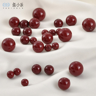 高质感安可拉红单孔半孔珍珠玻璃圆珠散珠diy手作饰品配件材料