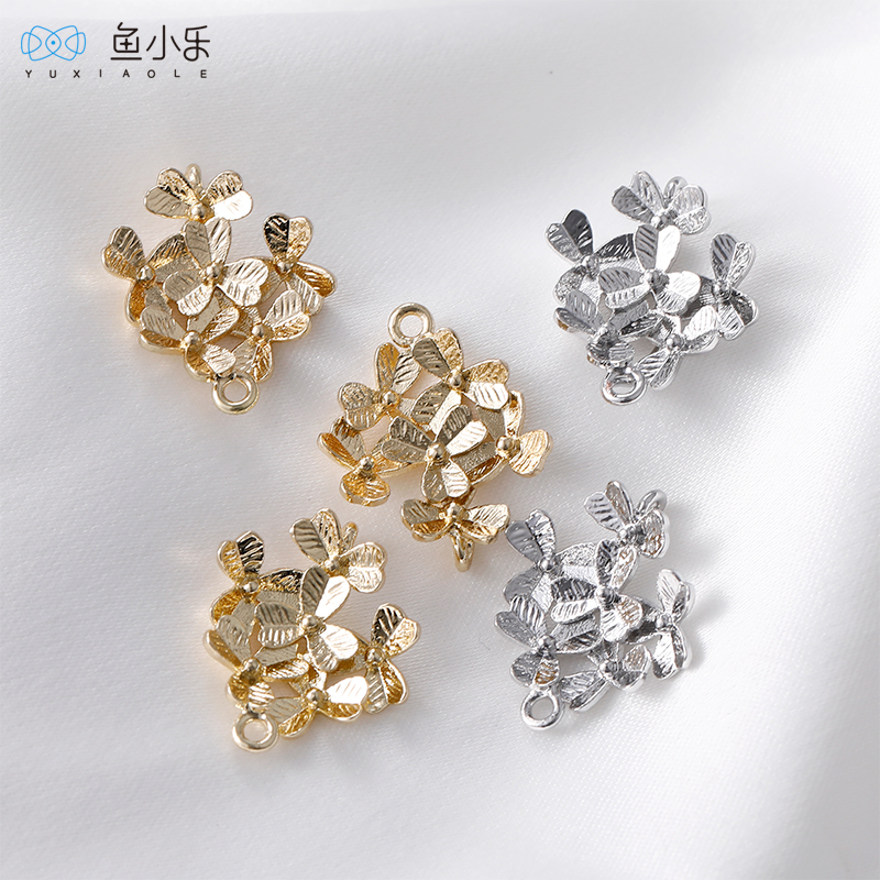 diy包金花簇手工耳饰项链吊坠