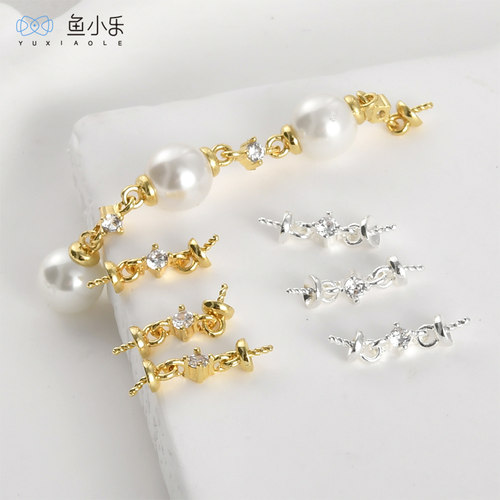铜镀真金双头羊眼针锆石链条diy