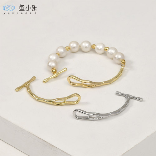 铜镀14k金长条树枝OT收尾扣DIY