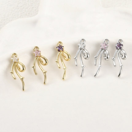 14k电镀真金保色星星蝴蝶结飘带吊坠diy手作手链项链耳饰配件材料