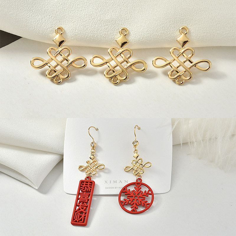 铜镀18k真金色 复古中国结双吊diy手工饰品耳环材料配件,饰品/流行首饰/时尚饰品新,其他DIY饰品配件,淘宝优惠券,粉丝福利购,淘宝优惠卷