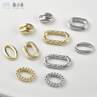 14k镀真金保色镂空椭圆连接扣环diy手工串珠手链项链耳环配件材料