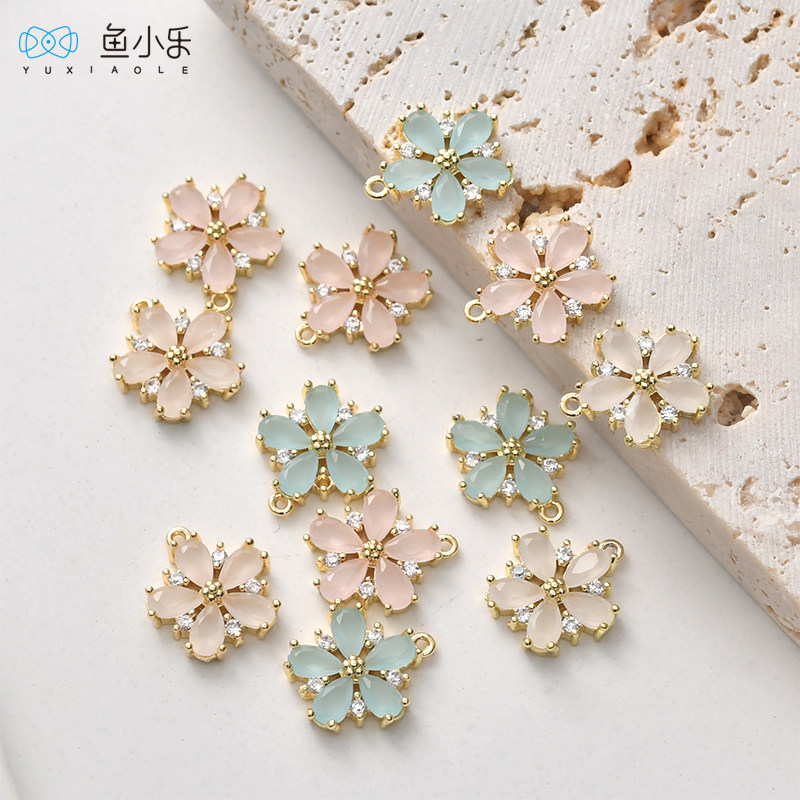 14K真金电镀精美蛋白钻花朵吊坠diy耳环手链项链饰品手作配件材料,饰品/流行首饰/时尚饰品新,其他DIY饰品配件,淘宝优惠券,粉丝福利购,淘宝优惠卷