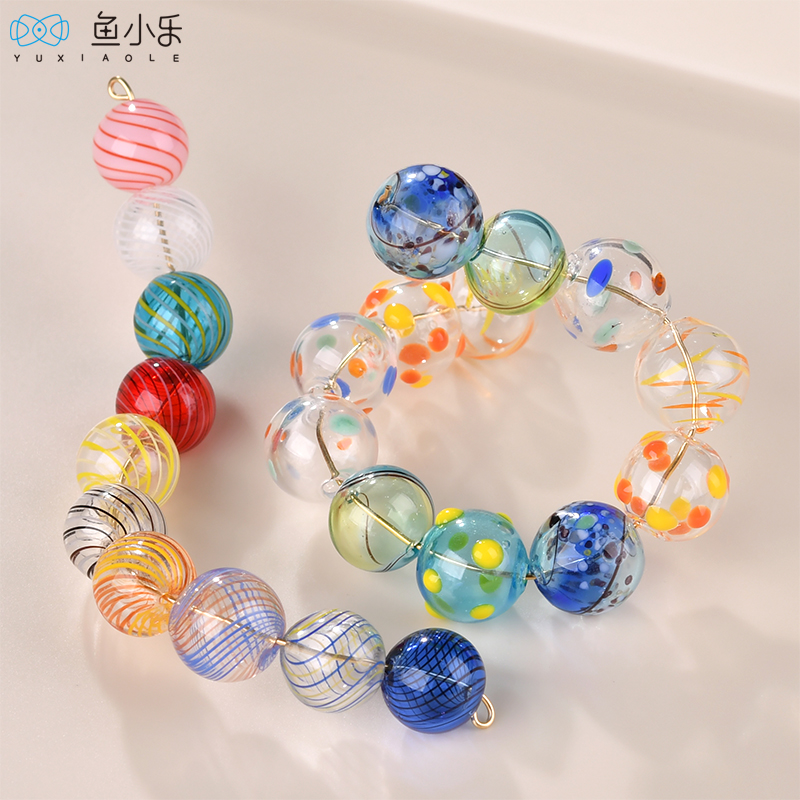 diy复古线条空心耳饰品玻璃球