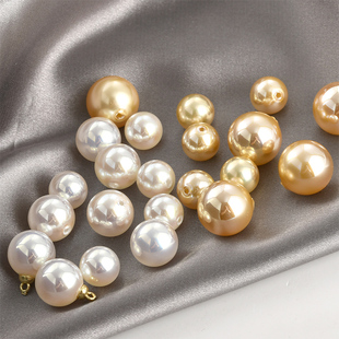 10/14mm高亮天女白光仿珍珠半孔正圆炫彩玻璃珠diy饰品挂坠材料