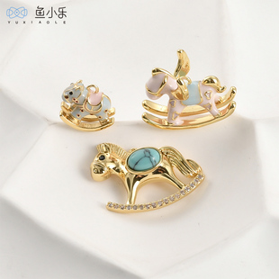 18k电镀真金保色立体滴油木马小飞马吊坠diy手作饰品配件材料