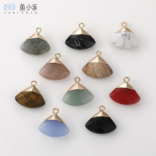 diy水晶半宝石扇形切面耳饰吊坠