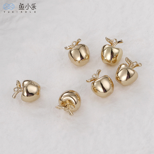 14k包金保色立体小苹果吊坠diy耳饰品手链项链挂坠挂件配件材料