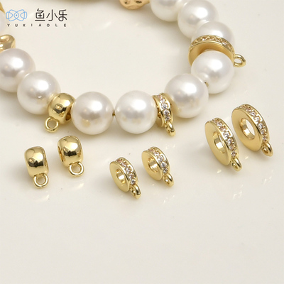 铜镀14k金锆石带吊车轮隔珠DIY