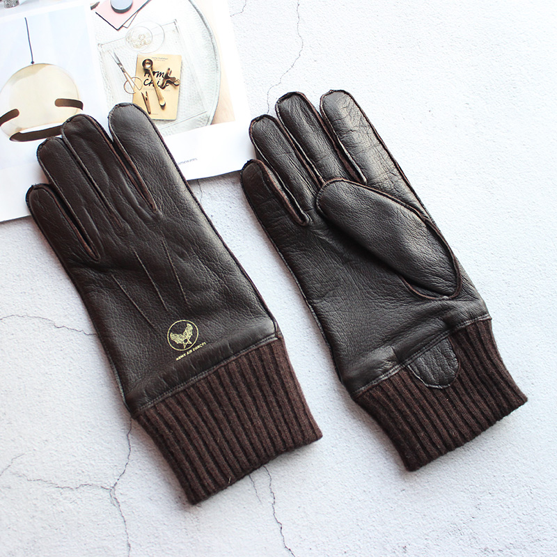 摩托车骑行鹿皮手套男士触屏真皮开车冬季保暖防风防寒航空驾驶