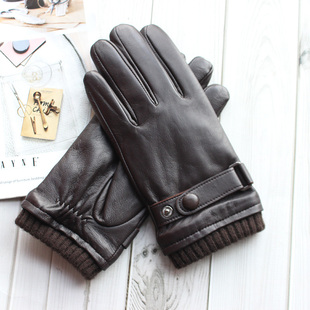 可触屏山羊皮真皮手套男时尚 冬天加绒加厚保暖摩托车骑行分指 新款