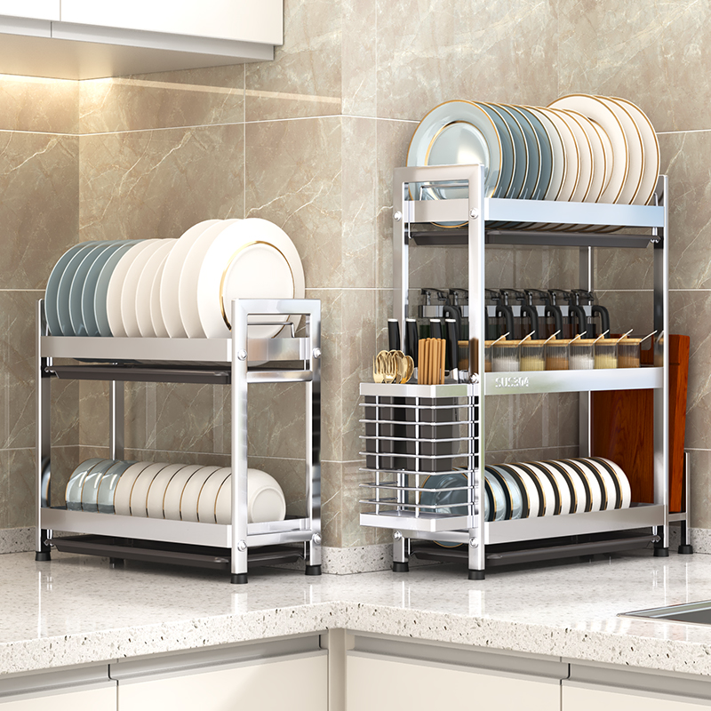 不锈钢碗碟收纳置物架碗盘沥水架