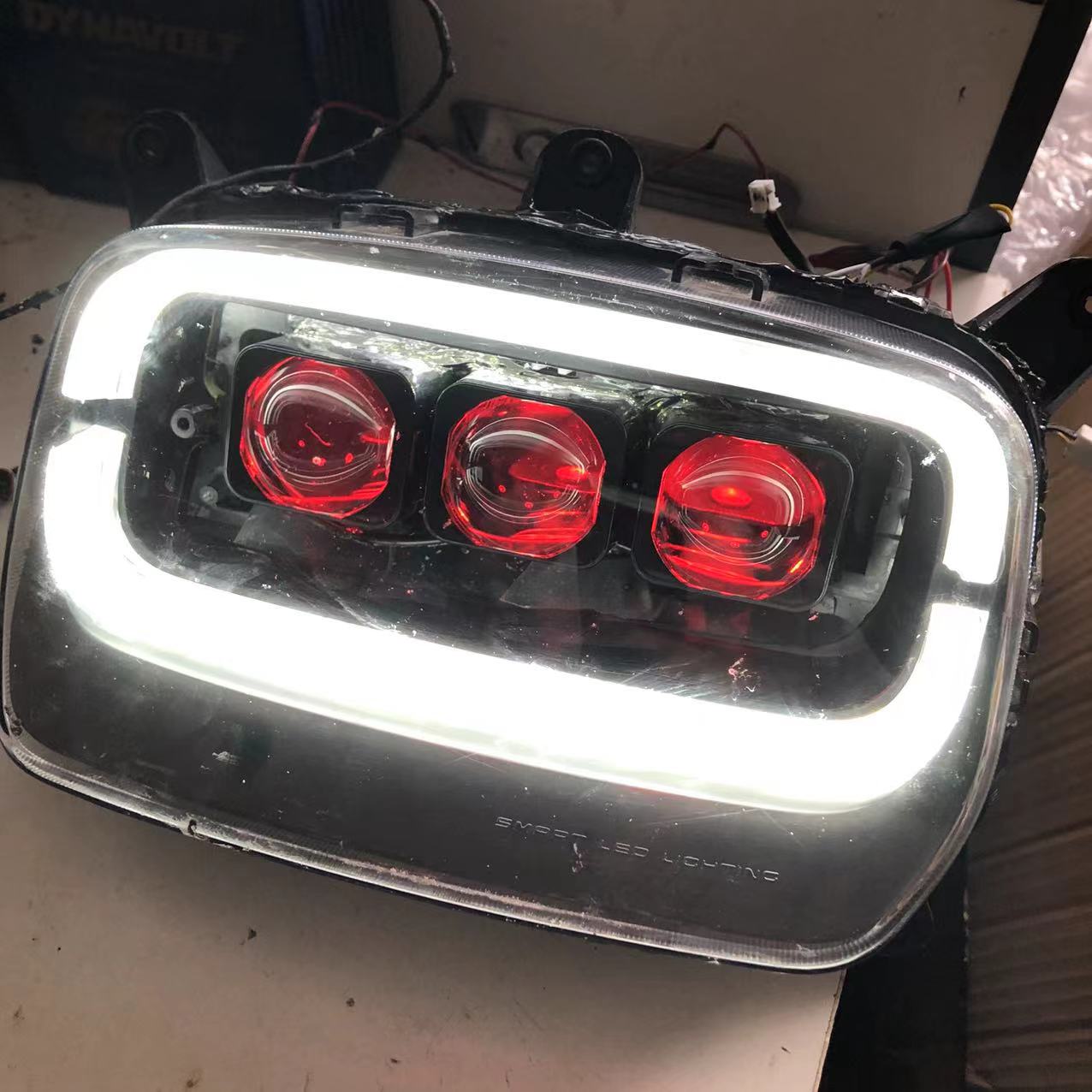 小牛G400 G400T大灯透镜LED 改装3近3远手机蓝牙魔眼调色总成