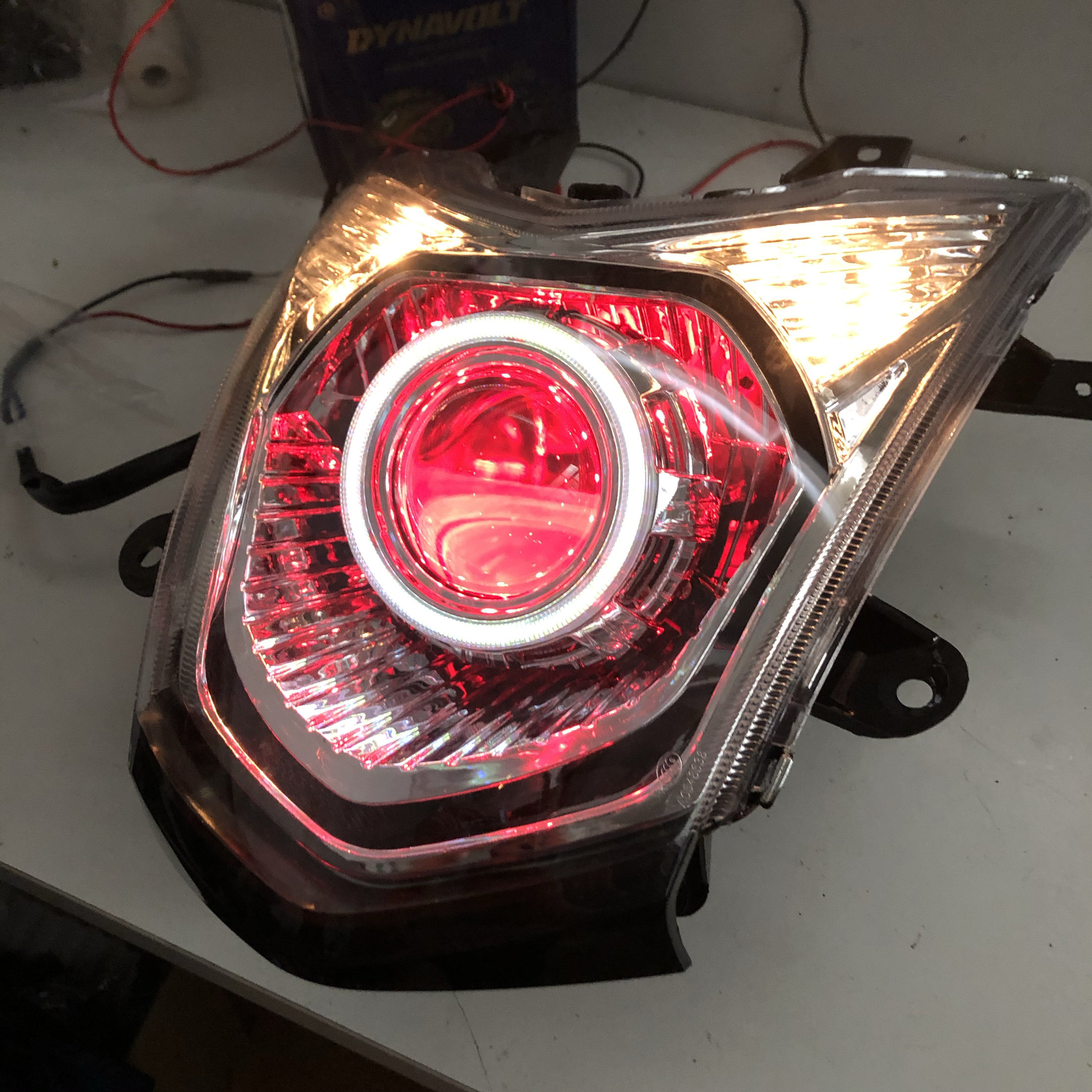 新大洲mojet魔戟sdh125t-28大灯改装天使眼LED透镜激光恶魔眼总成