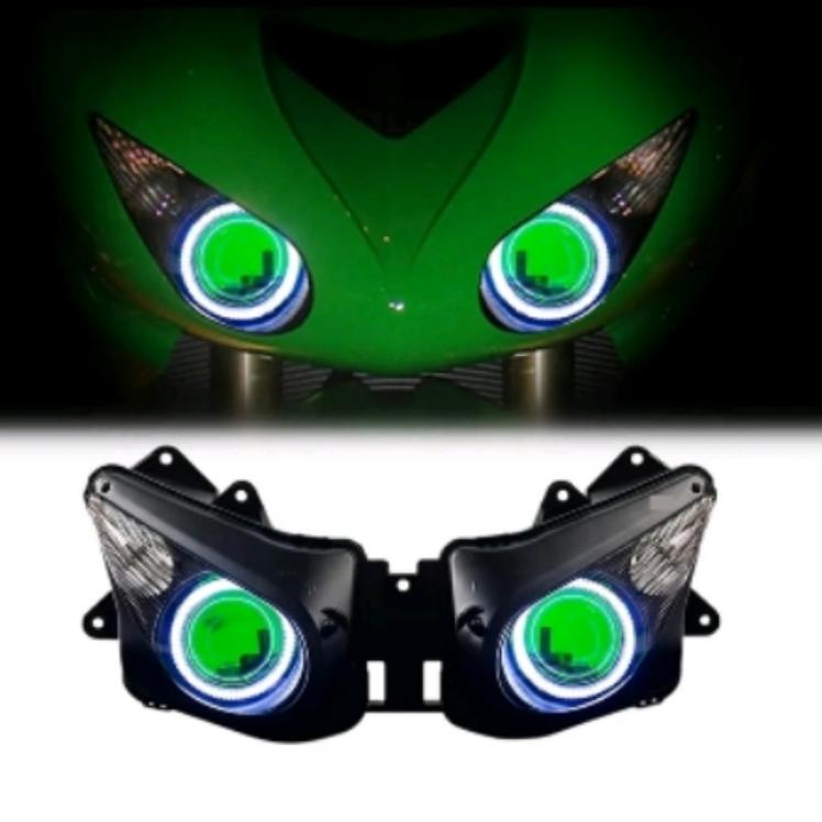 川崎ZX-6R 636 09-12 ZX-10R 08-10大灯改装LED透镜天使眼总成