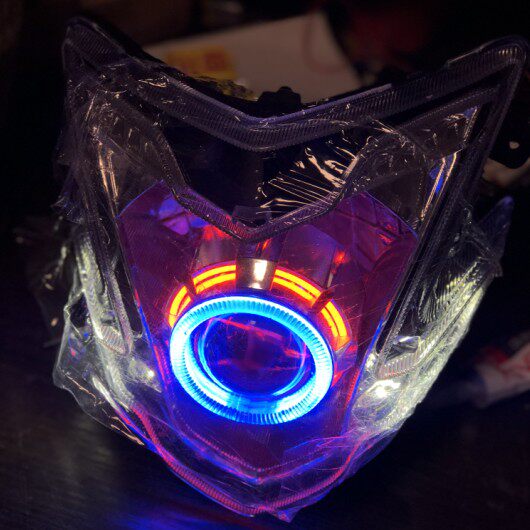 永源枭风350大灯 YY350-9A 9号改装疝气灯天使眼恶魔眼透镜总成