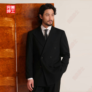 双排扣戗驳领西装男款高级感胖子穿大码结婚礼服男士西服套装