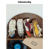 1.16上新 喵唔 天空3cm增高小歪头德训鞋 女春撞色阿甘鞋 ins潮