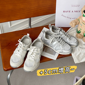 清仓专享喵唔 女网面阿甘鞋 天空夏季 5cm内增高蕾丝透气德训鞋