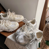 阿甘鞋 喵唔 月牙底蕾丝珍珠复古德训鞋 女闲运动鞋 天空春季 新款