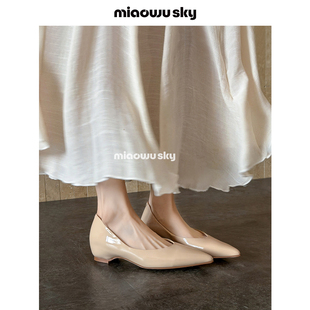 内增高通勤尖头单鞋 天空4.5cm 喵唔 女2026真皮女鞋 3.20上新