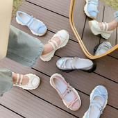 夏清仓专享 休闲鞋 浅口玛丽珍鞋 女甜酷运动风蝴蝶结单鞋