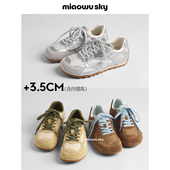 女早春系带阿甘鞋 天空3.5cm内增高面包德训鞋 1.20上新 喵唔
