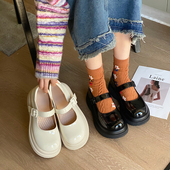 女学院风厚底一字带玛丽珍鞋 喵唔 天空2026春软萌圆头单鞋