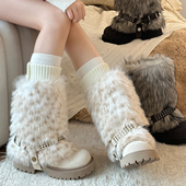 新款 喵唔 天空2025年冬季 粗跟两穿西部靴防滑保暖中筒雪地靴女