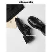 天空春款 复古布洛克雕花乐福鞋 女一脚蹬英伦风单鞋 喵唔 深口皮鞋