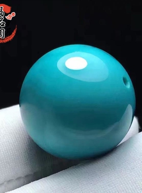 原矿绿松石散珠高瓷蓝无优化圆珠回纹顶珠配饰果冻料单珠手串配珠