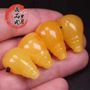 纯天然 琥珀蜜蜡散珠配饰三通 一体佛头佛塔鸡油黄老蜜蜡配珠套装