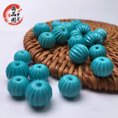 绿松石南瓜珠高瓷玉化无优化原矿