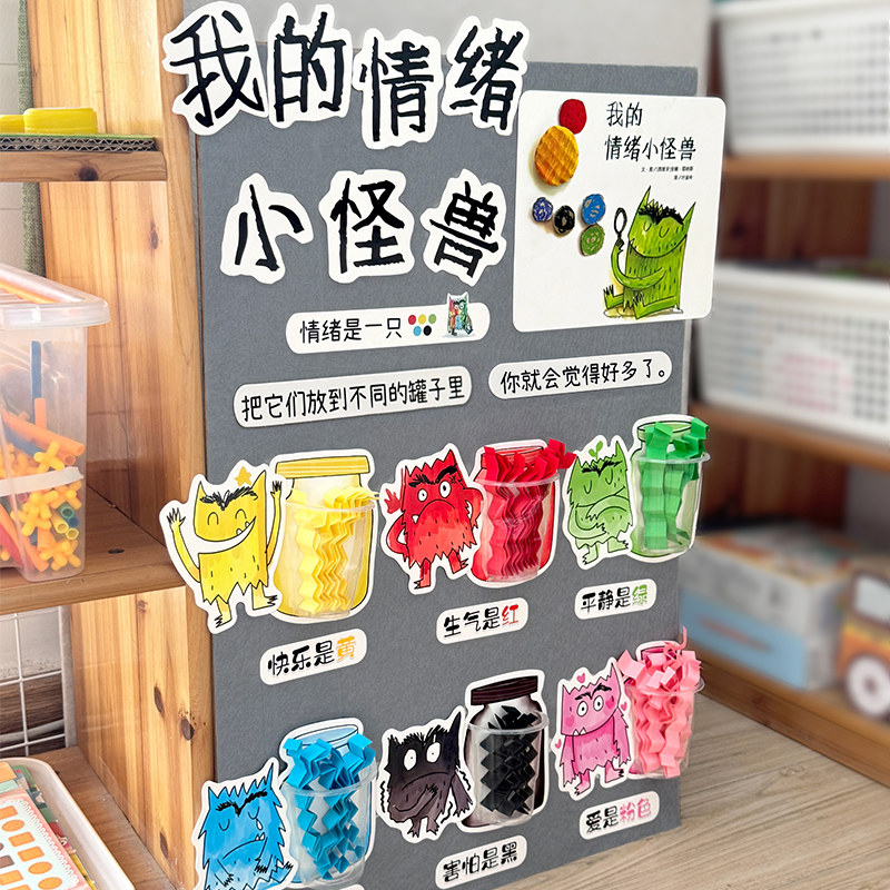 我的情绪小怪兽互动墙幼儿园小中手工创意粘贴类