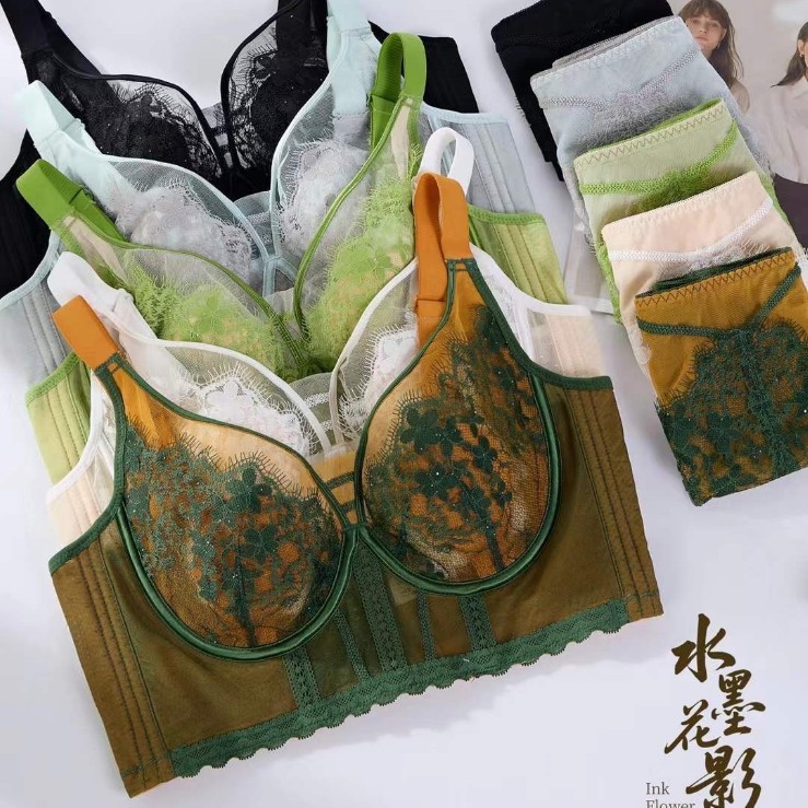 ILUC夏季新品法式超薄水晶杯内衣女大胸显小聚拢五排扣CD杯调整型