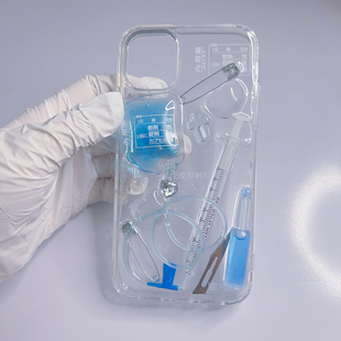 天使病疗 | 原创手作滴胶手机壳水色系统医疗系注射器血包流沙