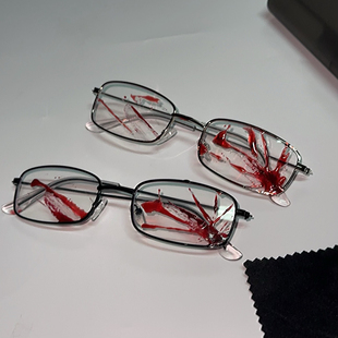 现货手作血液眼镜小脸超轻oc血痕哥特病娇女cos亚二次元动漫人物