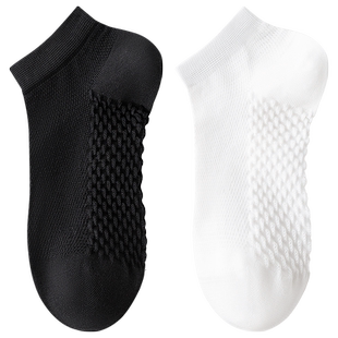 袜子男款短款纯棉夏季防臭吸汗夏天网眼透气运动白色低帮男士短袜