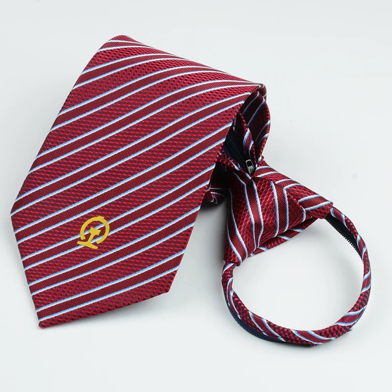 工厂直销铁路红色领带免打拉链