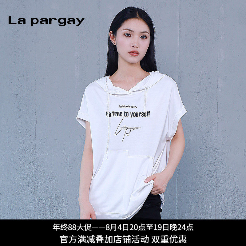 纳帕佳连帽字母T恤女宽松显瘦
