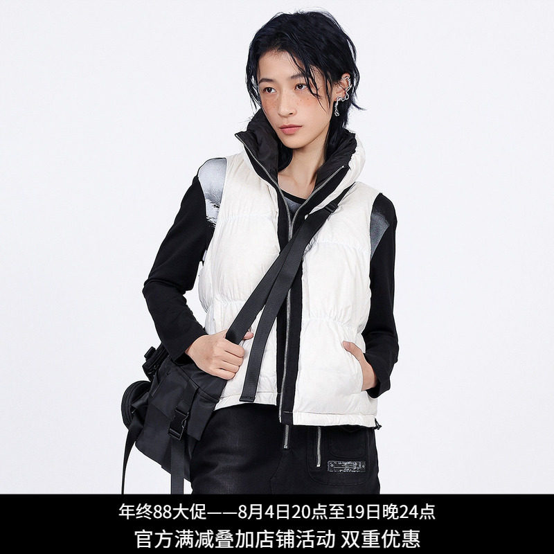 纳帕佳两面穿短款羽绒马甲女保暖