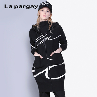 连帽休闲开衫 Lapargay纳帕佳2024春季 针织外套中长款 新款 毛衣 女装