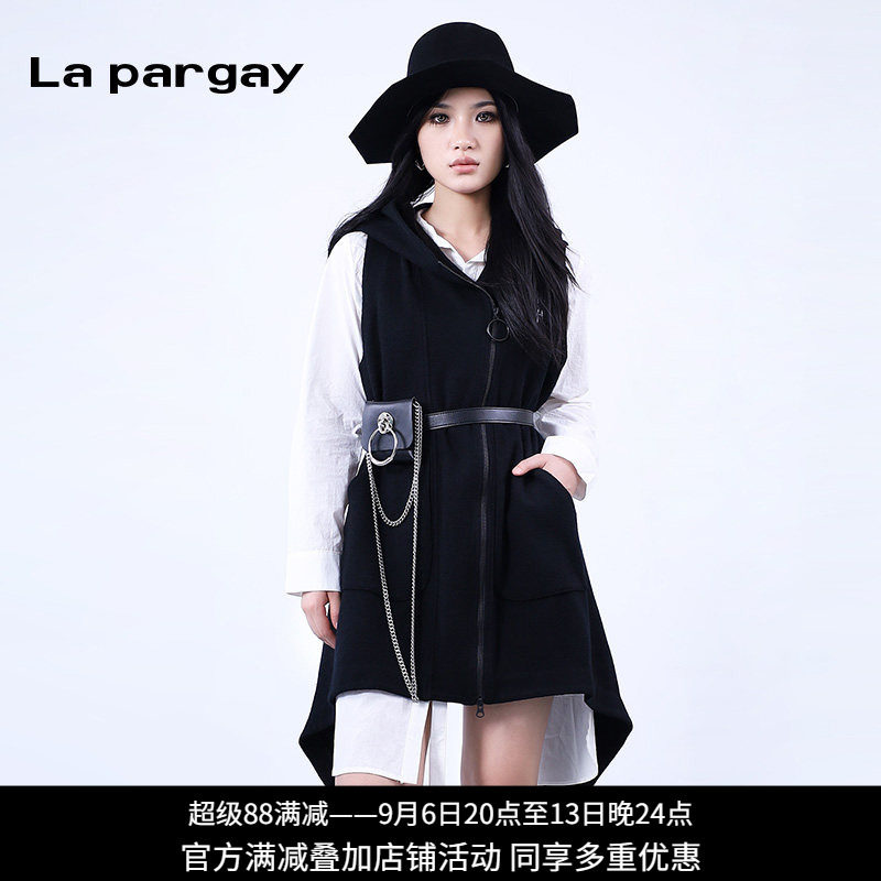 连帽中长款马甲lapargay图片