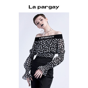 La pargay纳帕佳法式一字肩波点雪纺衫女轻奢优雅高级感减龄上衣