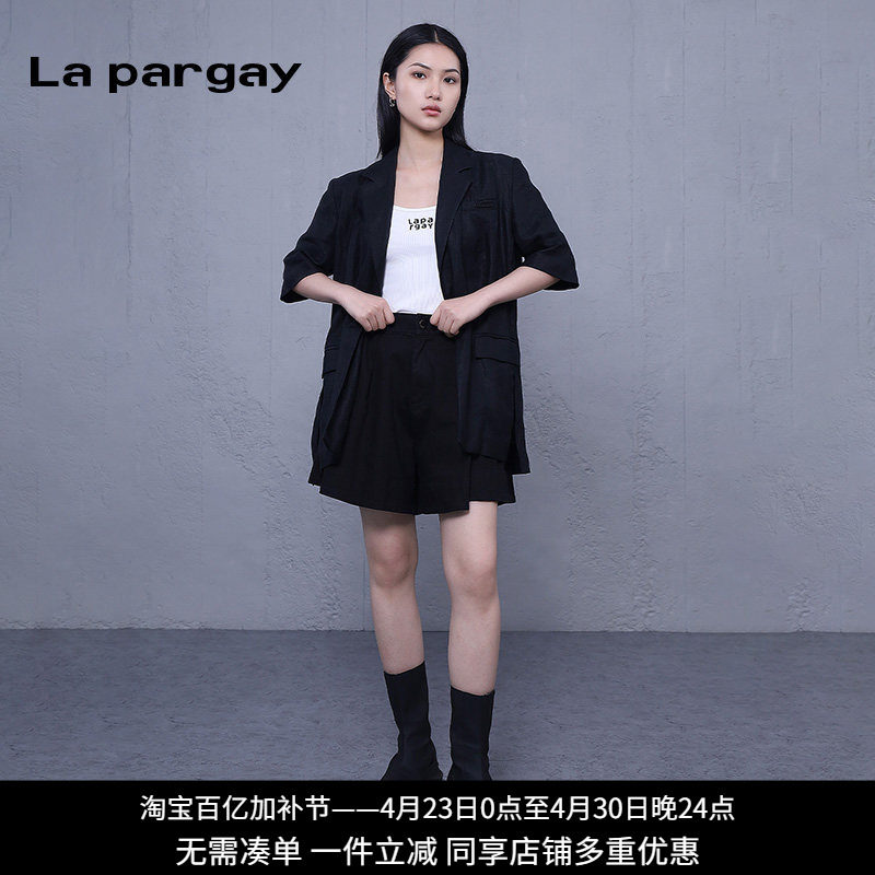 纳帕佳宽松短袖西装外套2024夏季新款女式黑白色个性休闲小众上衣