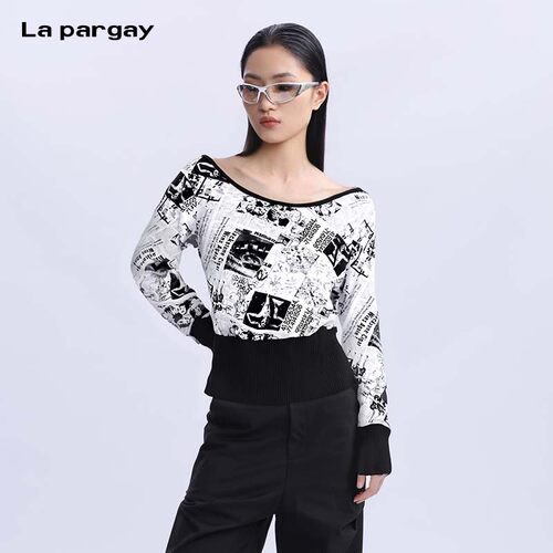 Lapargay2025夏上新连帽印花T恤