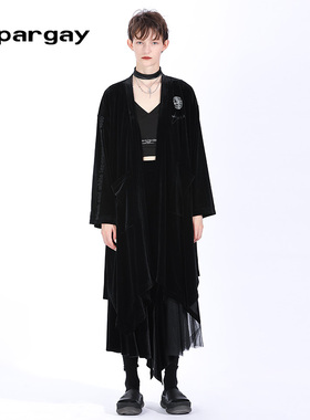 纳帕佳印花长袖宽松毛呢大衣外套2024春夏新款女式黑色设计感上衣