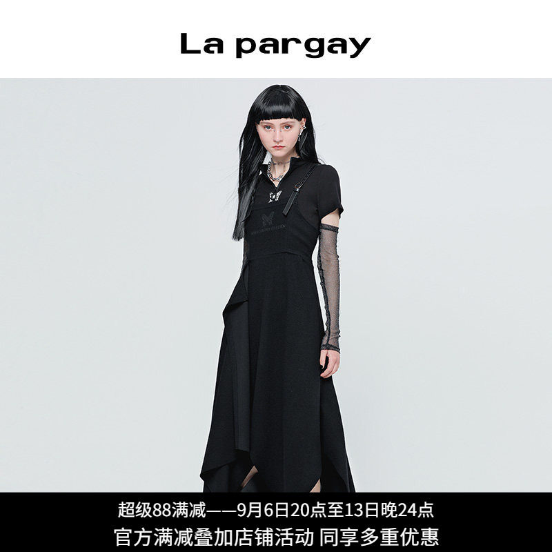 纳帕佳暗黑风高腰吊带连衣裙