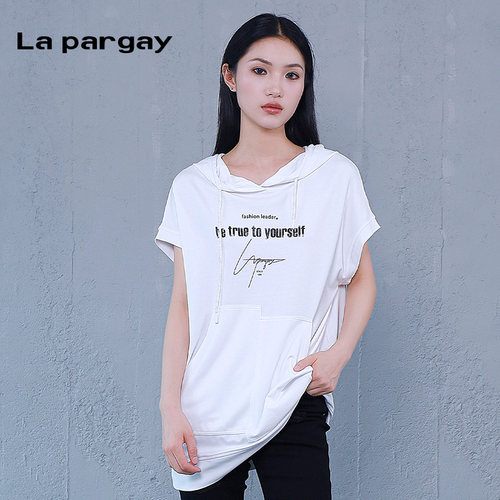 纳帕佳连帽字母T恤女宽松显瘦